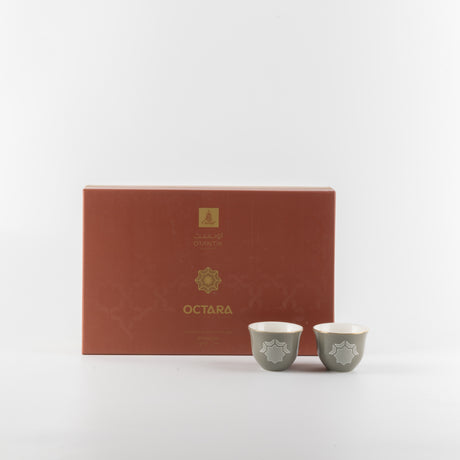 Octara - Arabic Coffee Cups Set (12-Pc) - Grey & Gold