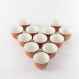 Octara - Arabic Coffee Cups Set (12-Pc) - Orange & Silver