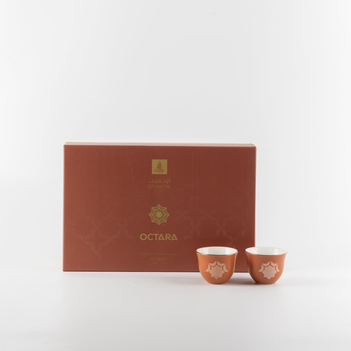 Octara - Arabic Coffee Cups Set (12-Pc) - Orange & Silver