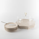 Octara - Cake Set (9-Pc) - Beige & Silver