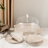 Octara - Cake Set (9-Pc) - Beige & Silver