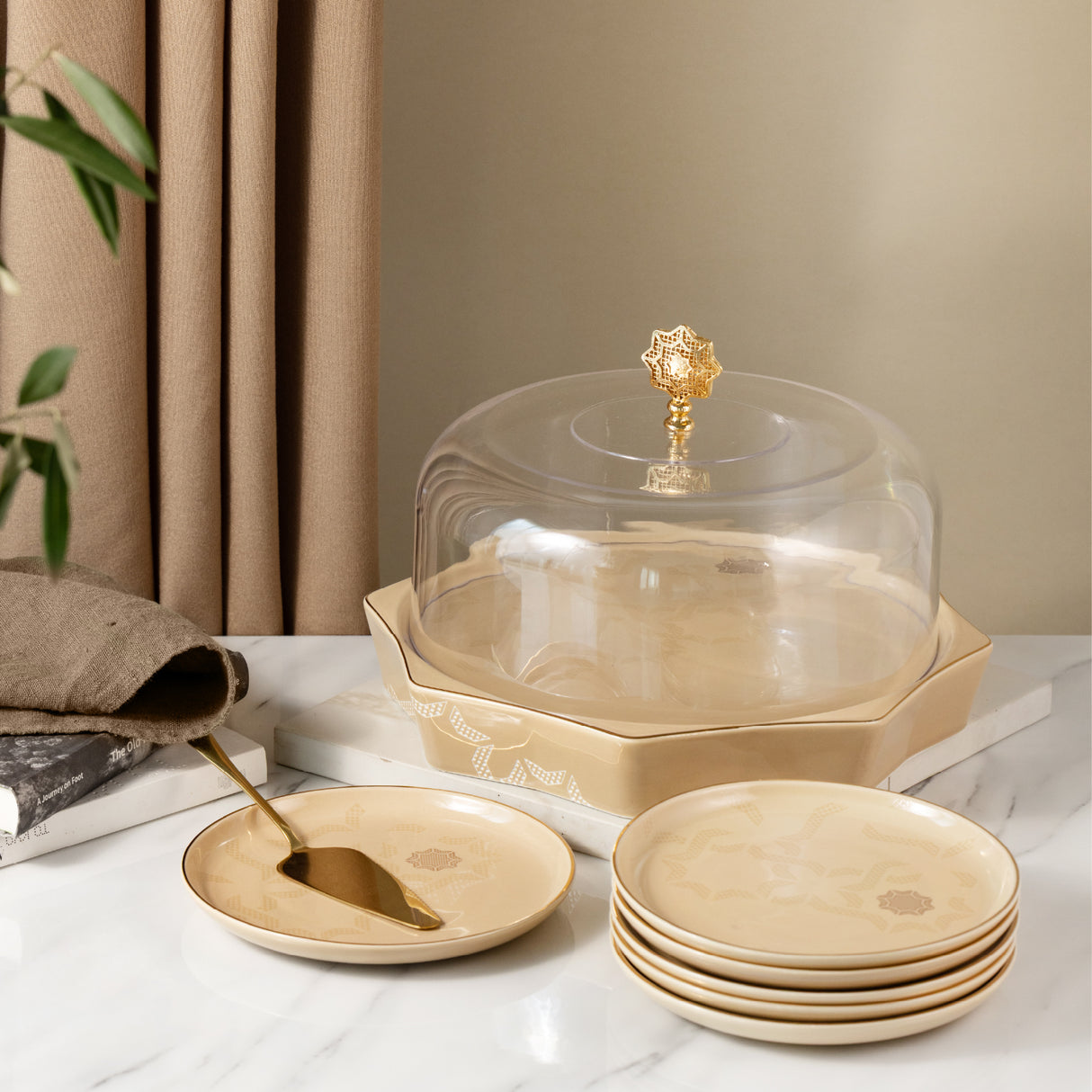 Octara - Cake Set (9-Pc) - Ivory & Gold