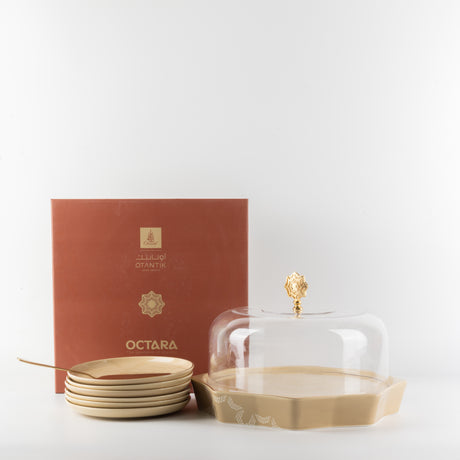 Octara - Cake Set (9-Pc) - Ivory & Gold