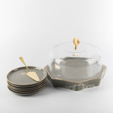 Octara - Cake Set (9-Pc) - Grey & Gold