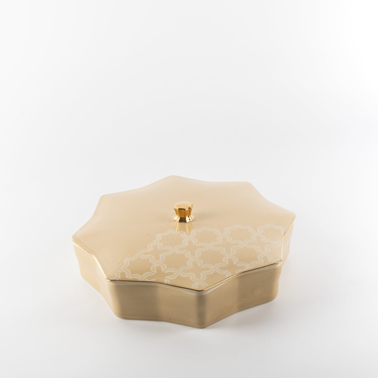Octara - Large Decorative Canister - Ivory & Gold