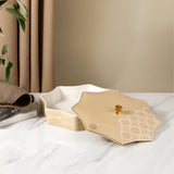 Octara - Large Decorative Canister - Ivory & Gold