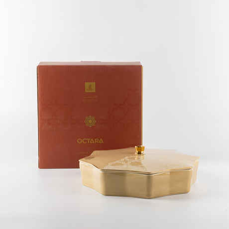 Octara - Large Decorative Canister - Ivory & Gold
