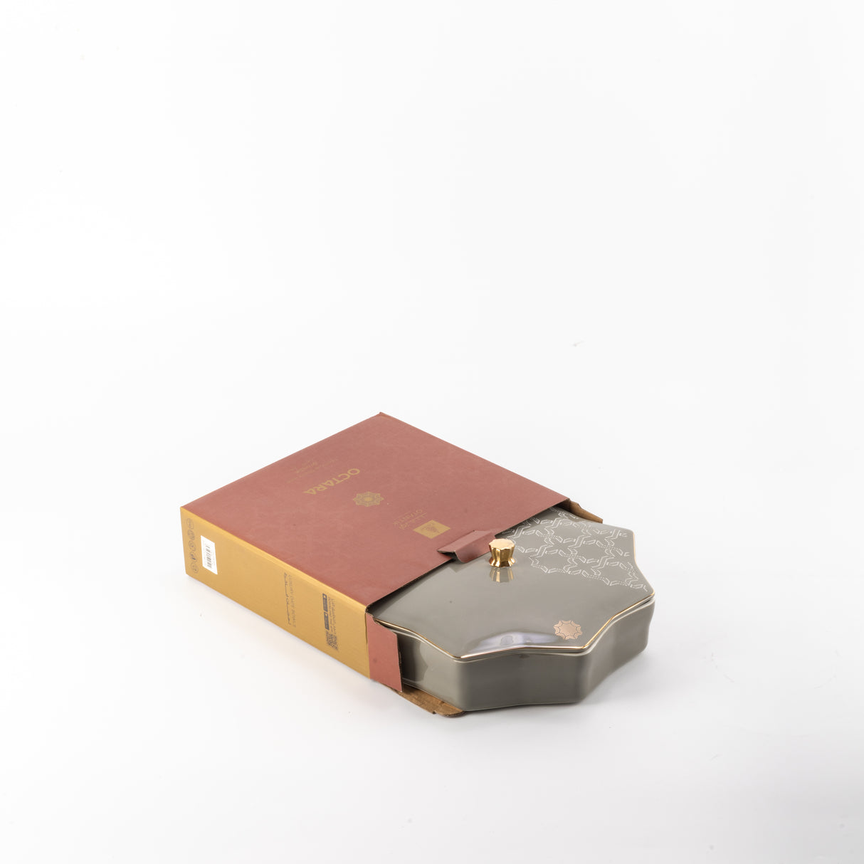 Octara - Large Decorative Canister - Grey & Gold