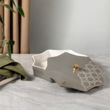 Octara - Large Decorative Canister - Grey & Gold