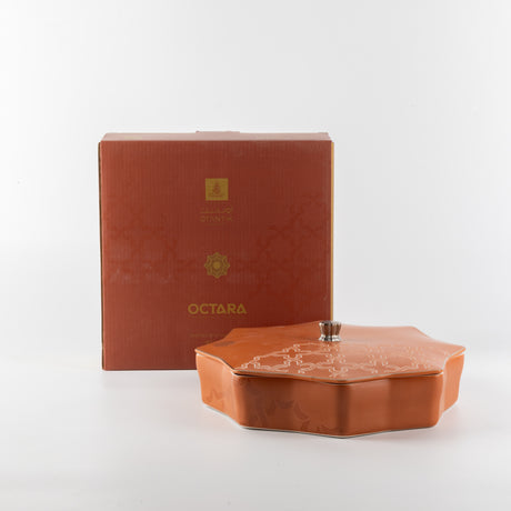 Octara - Large Decorative Canister - Orange & Silver