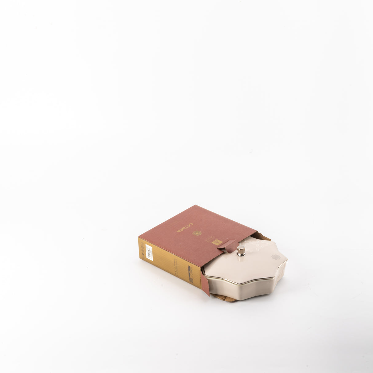 Octara - Medium Decorative Canister - Beige & Silver