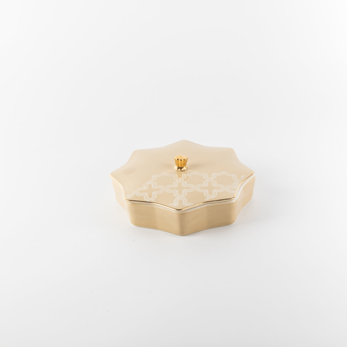 Octara - Medium Decorative Canister - Ivory & Gold