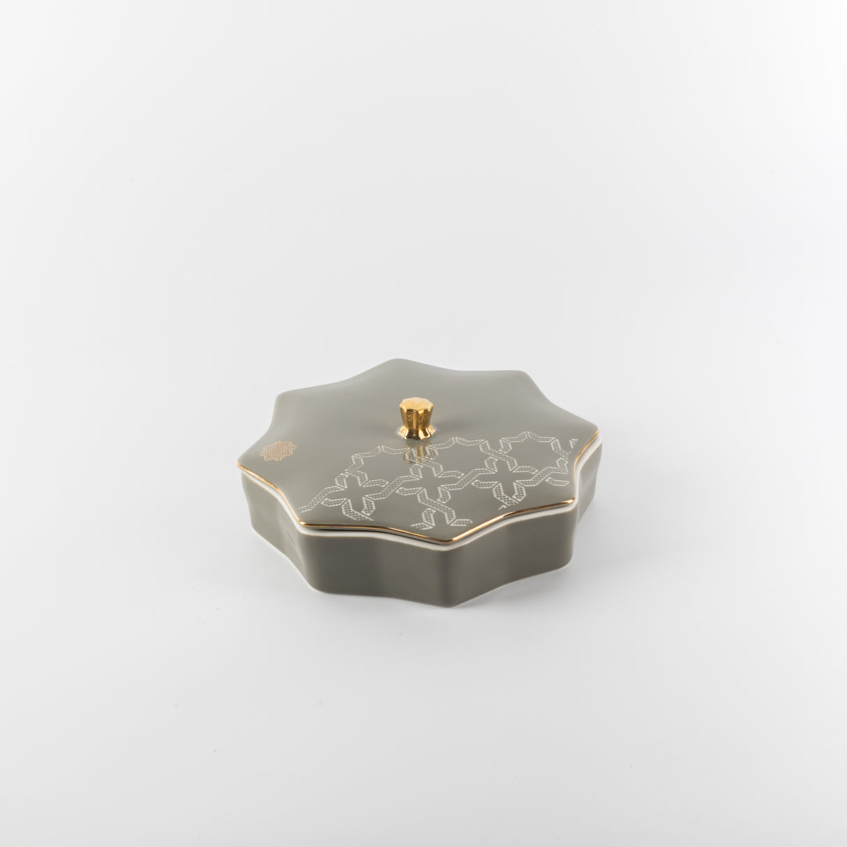 Octara - Medium Decorative Canister - Grey & Gold