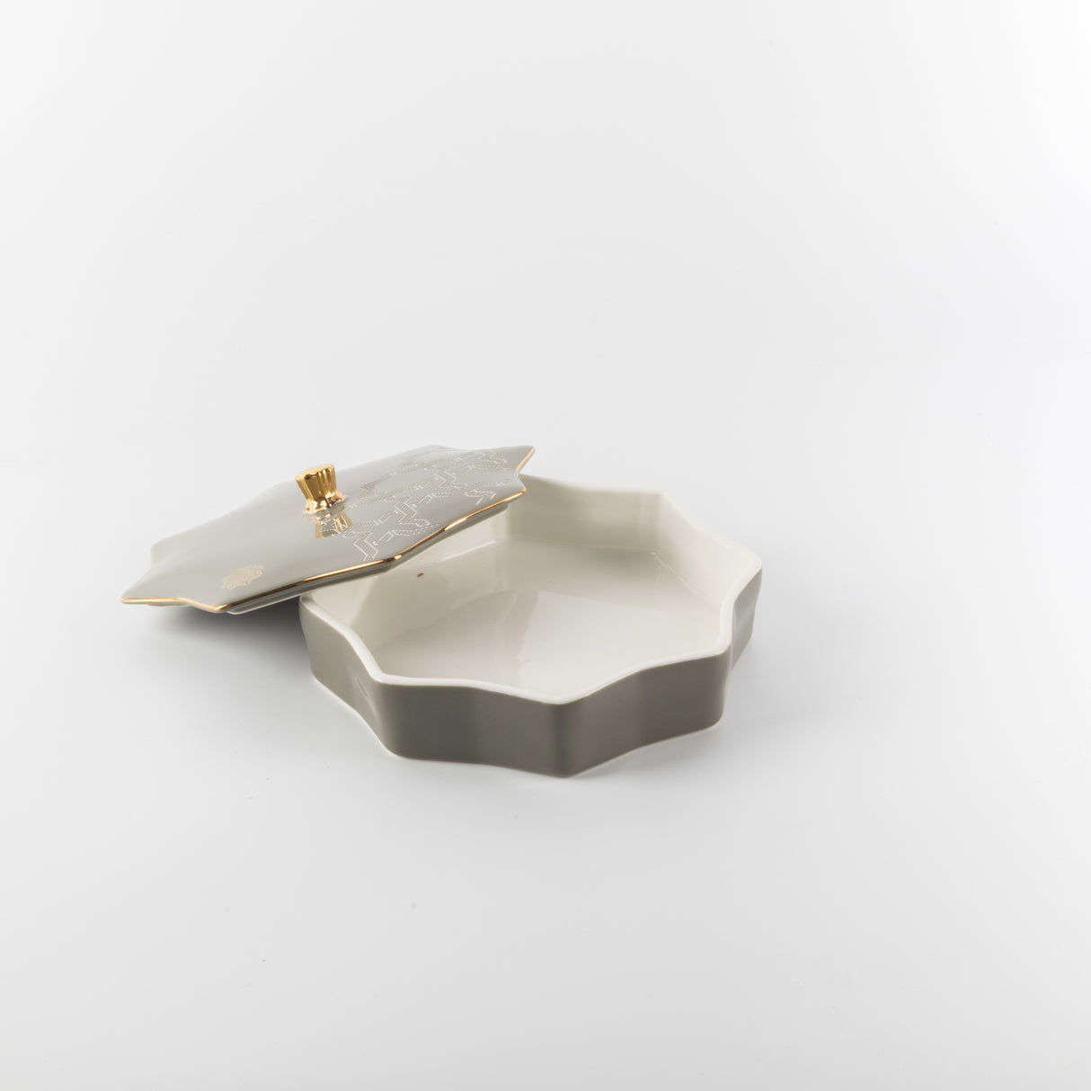Octara - Medium Decorative Canister - Grey & Gold