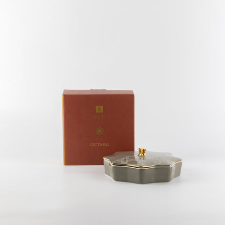 Octara - Medium Decorative Canister - Grey & Gold