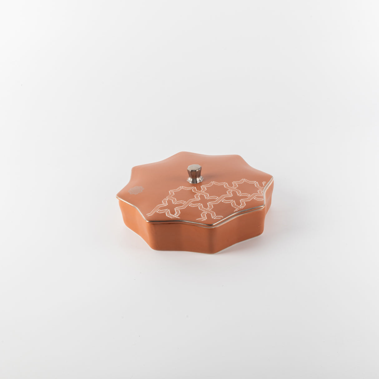 Octara - Medium Decorative Canister - Orange & Silver