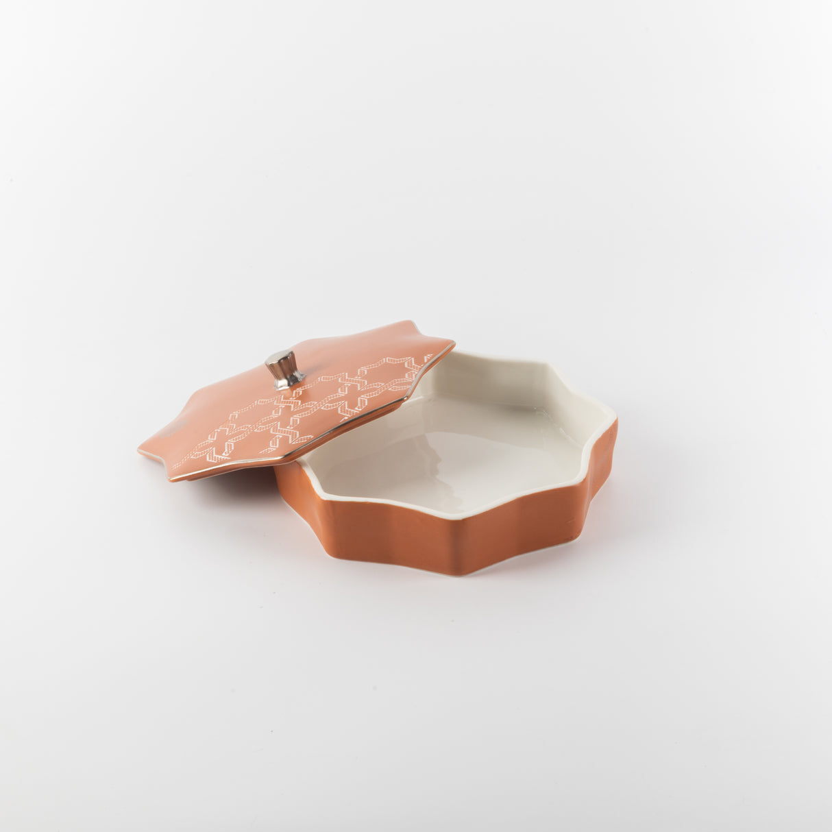 Octara - Medium Decorative Canister - Orange & Silver