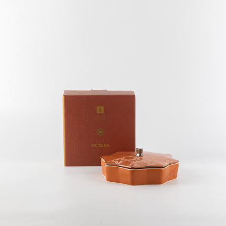 Octara - Medium Decorative Canister - Orange & Silver