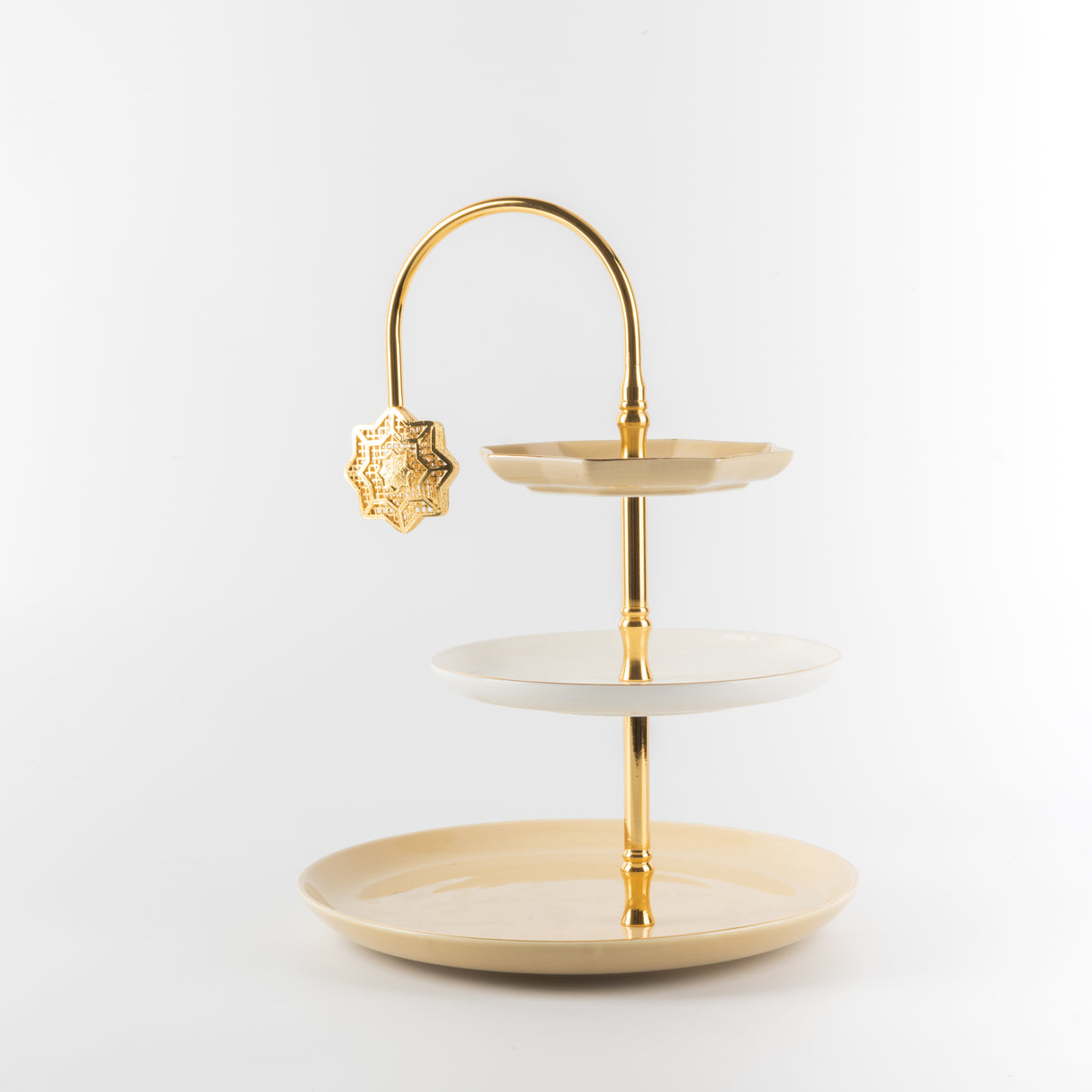 Octara - 3 Tier Plate - Ivory & Gold