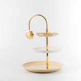 Octara - 3 Tier Plate - Ivory & Gold