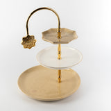 Octara - 3 Tier Plate - Ivory & Gold