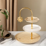 Octara - 3 Tier Plate - Ivory & Gold