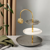 Octara - 3 Tier Plate - Grey & Gold