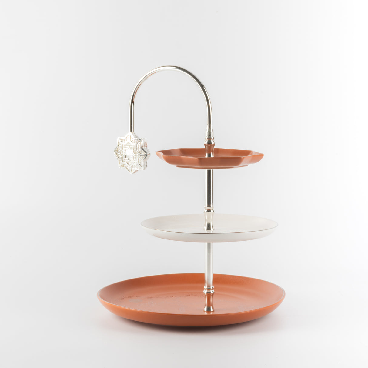 Octara - 3 Tier Plate - Orange & Silver