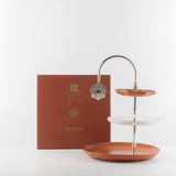 Octara - 3 Tier Plate - Orange & Silver