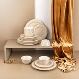 Nourhan - Dinner Set (18-Pc)- Beige & Gold