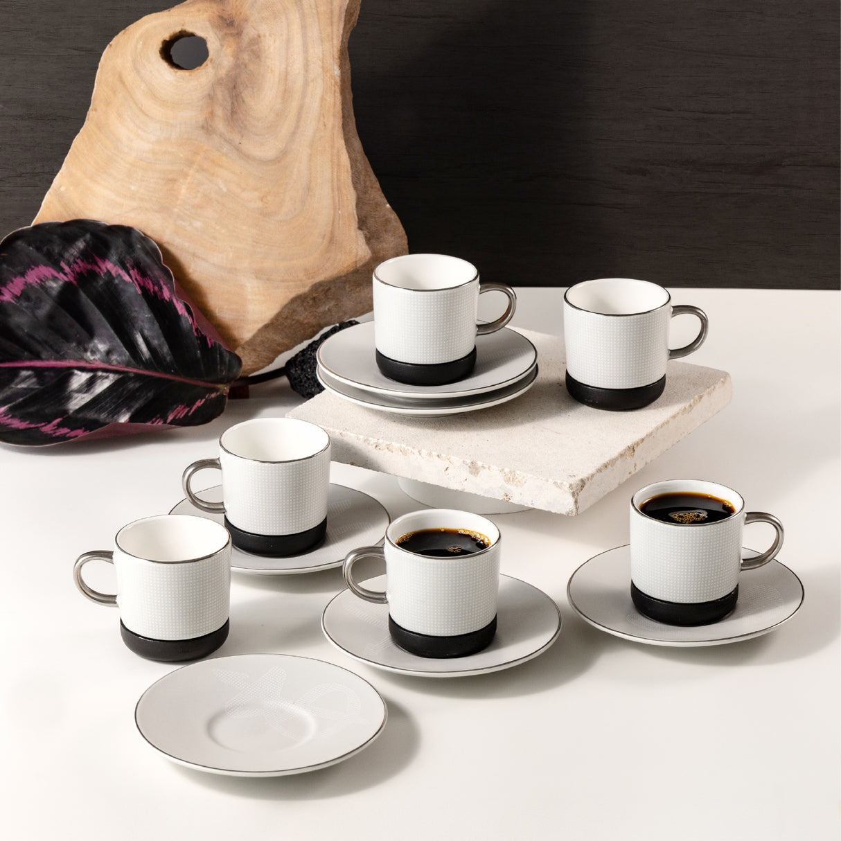 Sidrah - Espresso/Turkish Coffee Set (12-Pc) - Midnight Silver