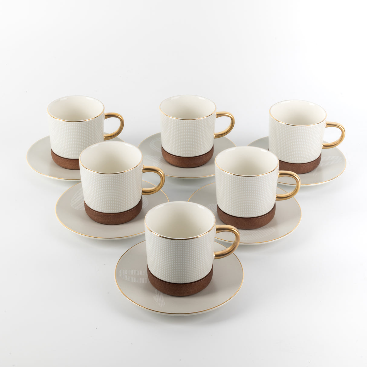 Sidrah - Cappuccino Set (12-Pc) - Walnut Gold