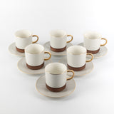 Sidrah - Cappuccino Set (12-Pc) - Walnut Gold