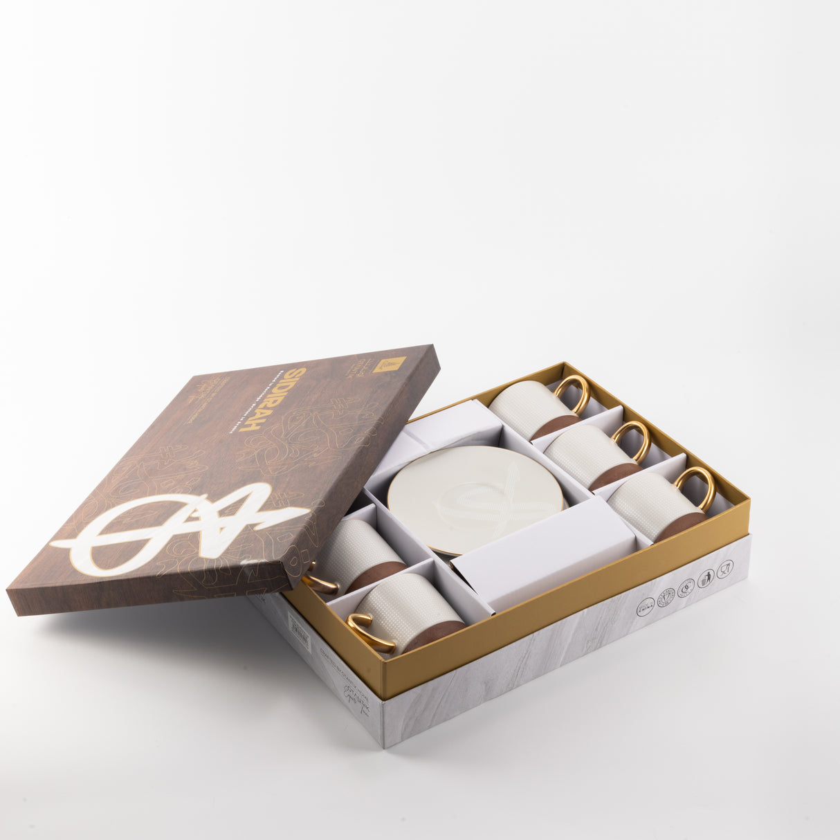Sidrah - Cappuccino Set (12-Pc) - Walnut Gold