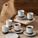 Sidrah - Cappuccino Set (12-Pc) - Walnut Gold