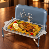 Jiwar - Large Twin Candle Pyrex Chafer - Haze Blue & Silver