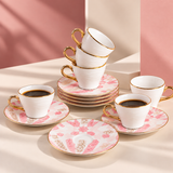 Amal - Tazas de café expreso/turco, (12 piezas) - Rosa y dorado