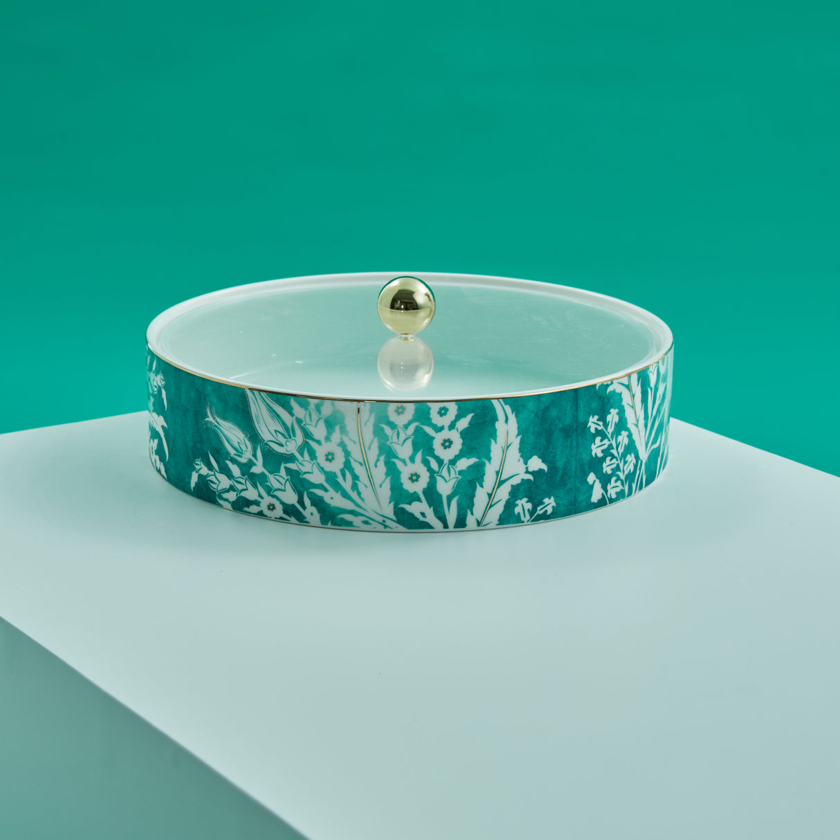 Tolipa - Small Decorative Canister - Green & Gold