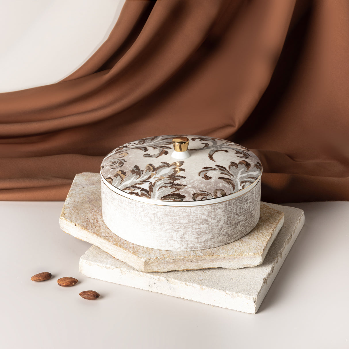 Classy Harir - Decorative Medium Canister/Server- Brown & Gold