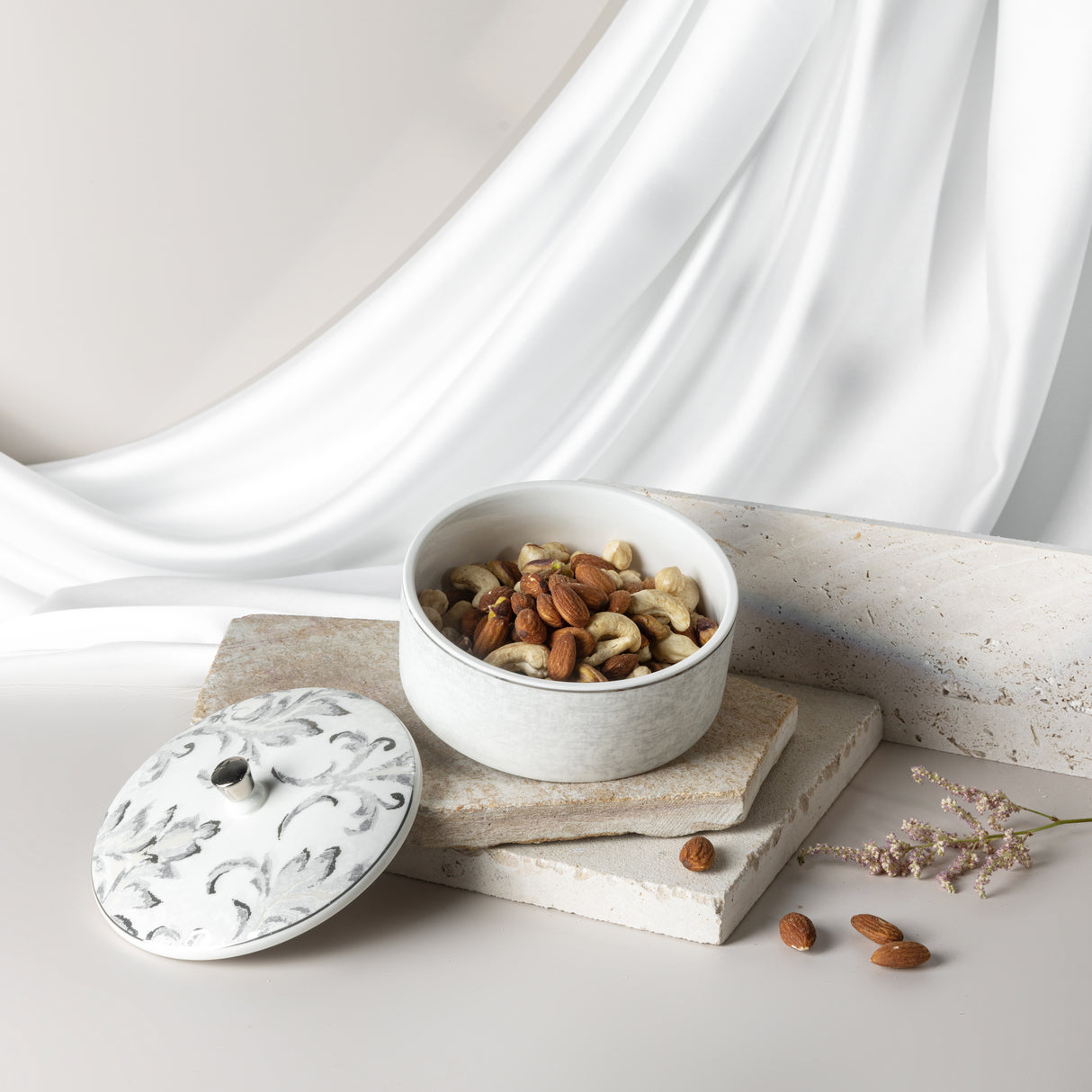 Classy Harir - Decorative Small Canister/Server - Grey & Silver