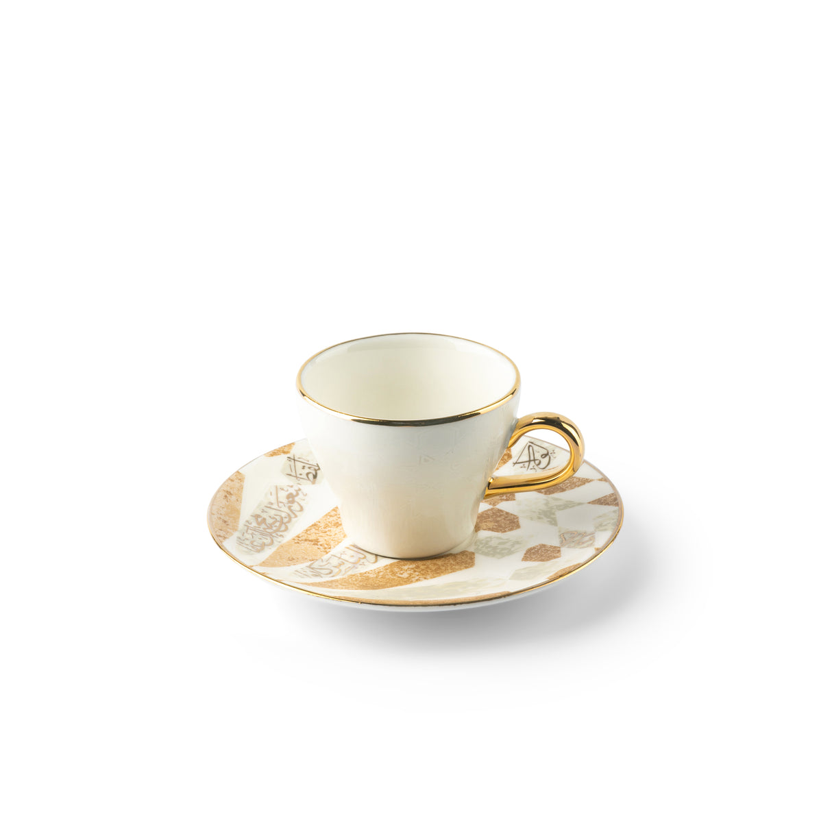 Amal - Tazas de café expreso/turco, (12 piezas) - Beige y dorado