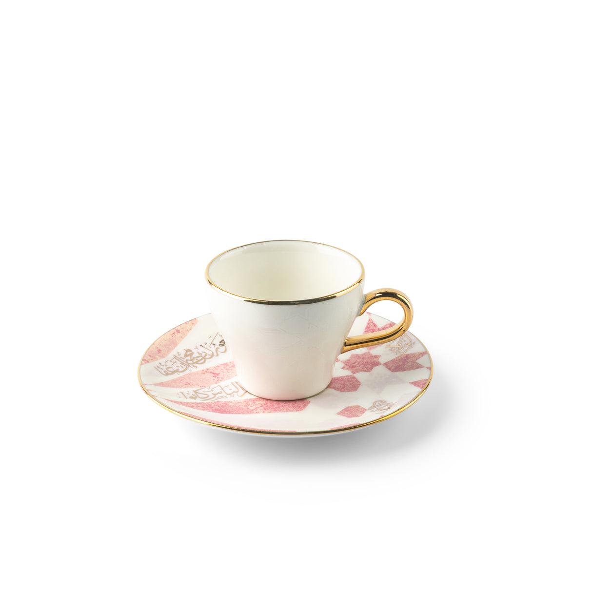 Amal - Espresso /Turkish Coffee Cups, (12-Pc)- Pink & Gold