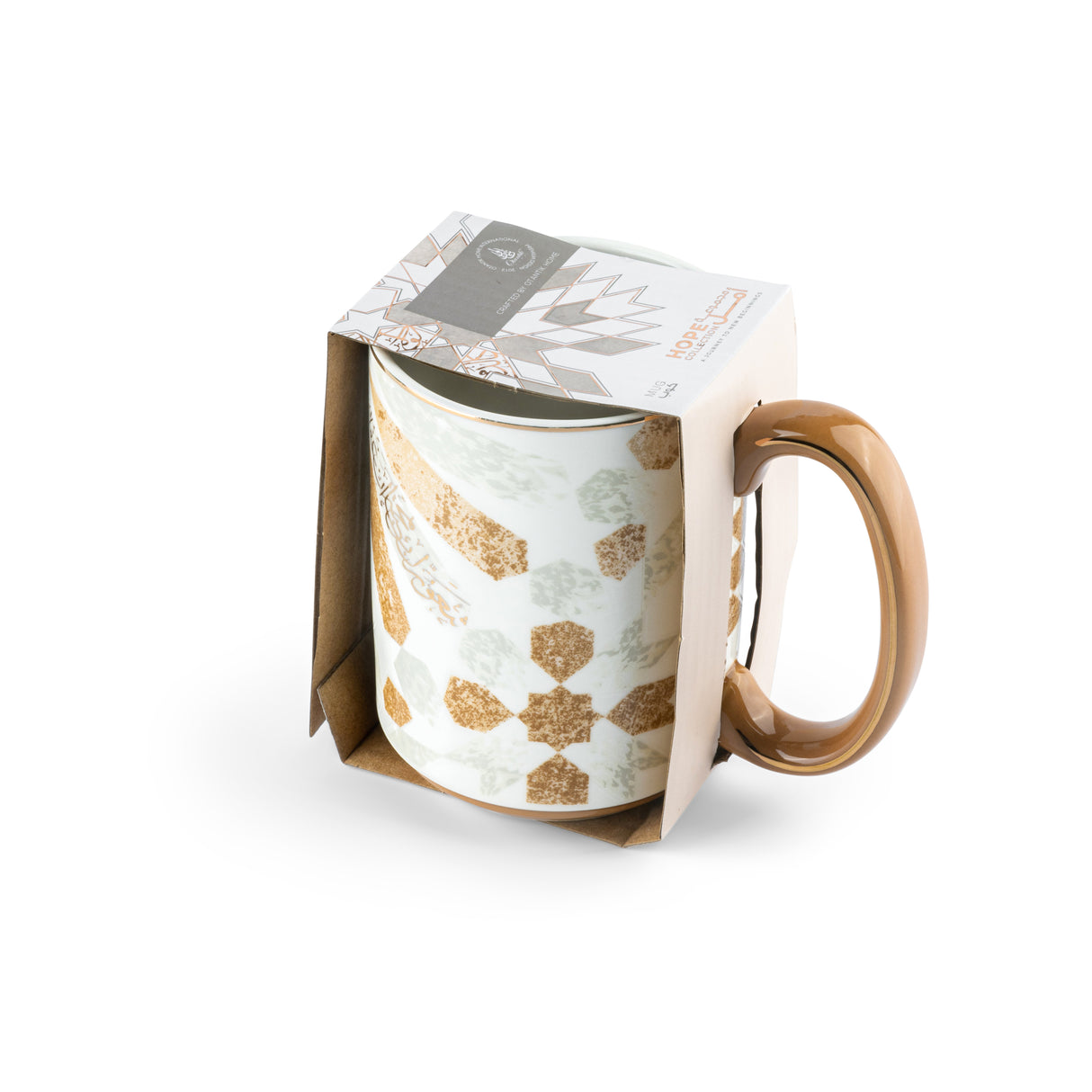 Amal - Single Single Coffee Mug (350 ml)- Beige & Gold