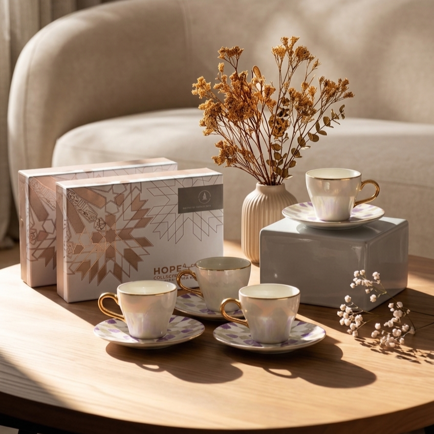 Luxury Amal Coffee Duo (Set of 2)-Purple & Gold