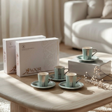 The Noor Luxury Coffee Duo (Set of 2)-Blue & Silver