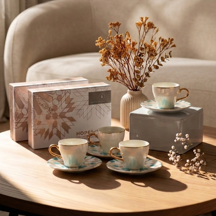 Luxury Amal Coffee Duo (Set of 2)-Blue & Gold