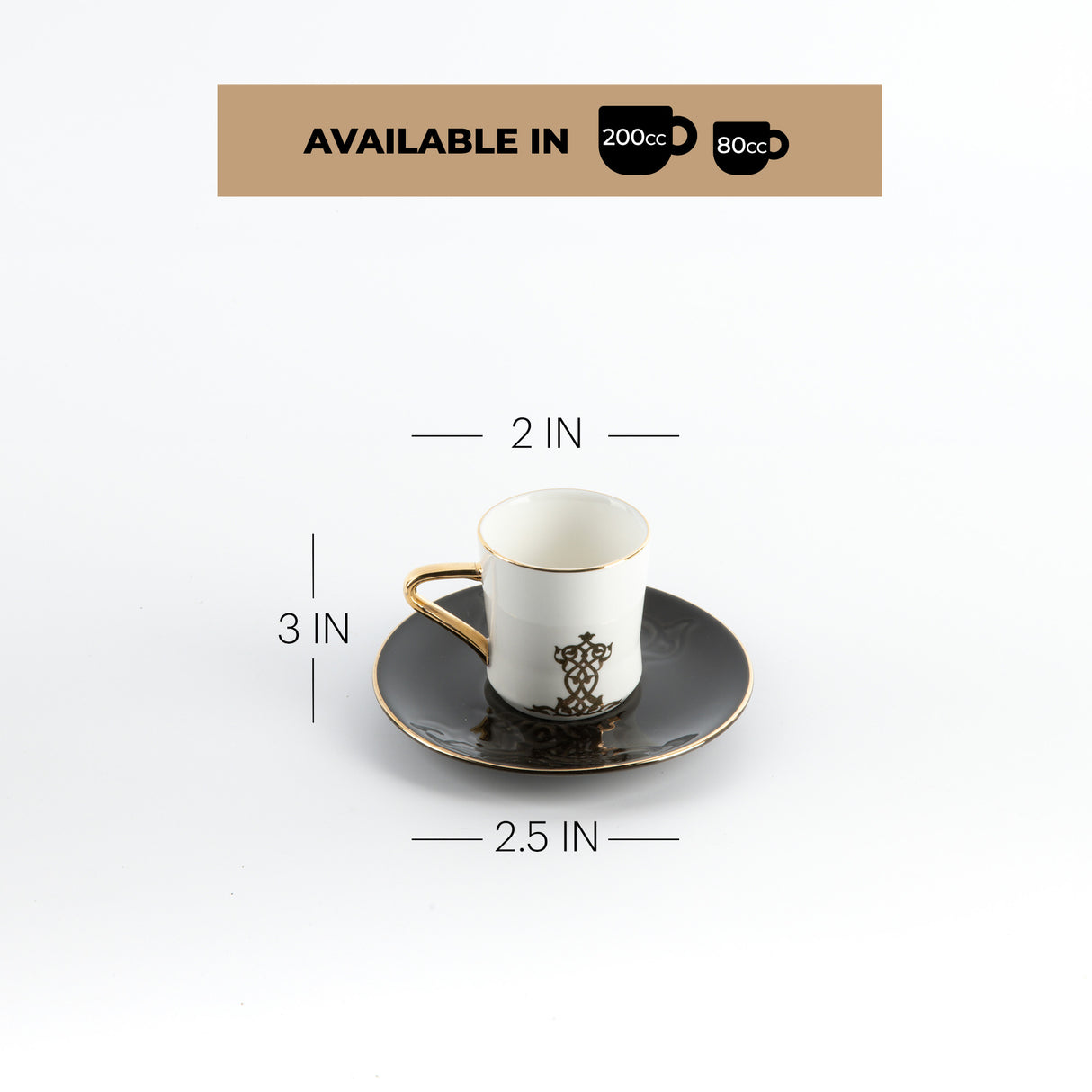 Naqsh - Espresso/Turkish Coffee Set (12-Pc)-Black & Gold