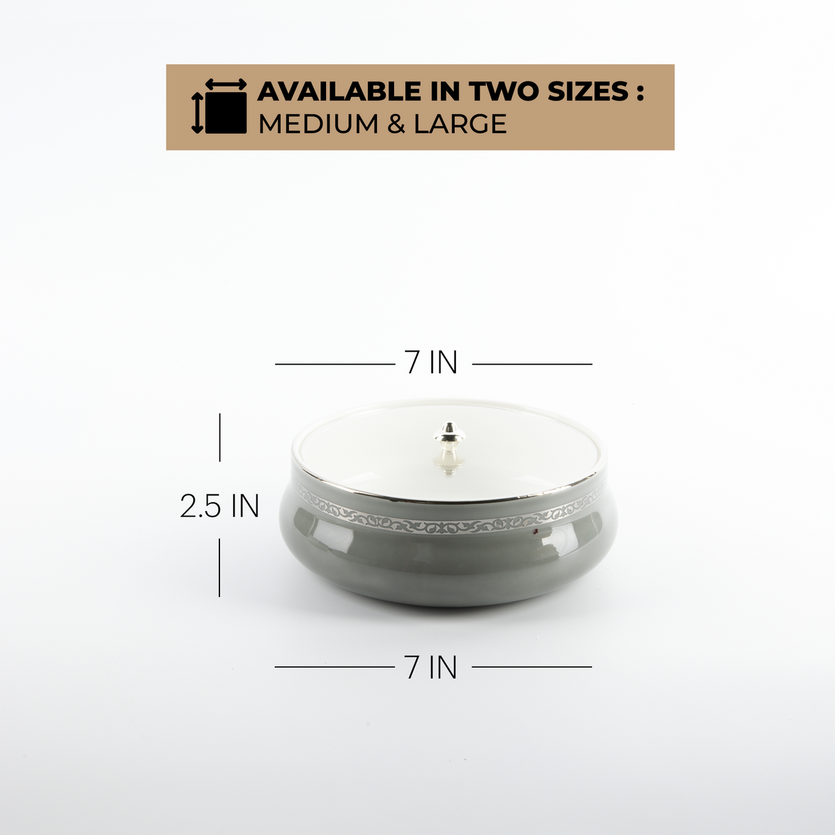 Naqsh - Medium Decorative Canister - Grey & Silver