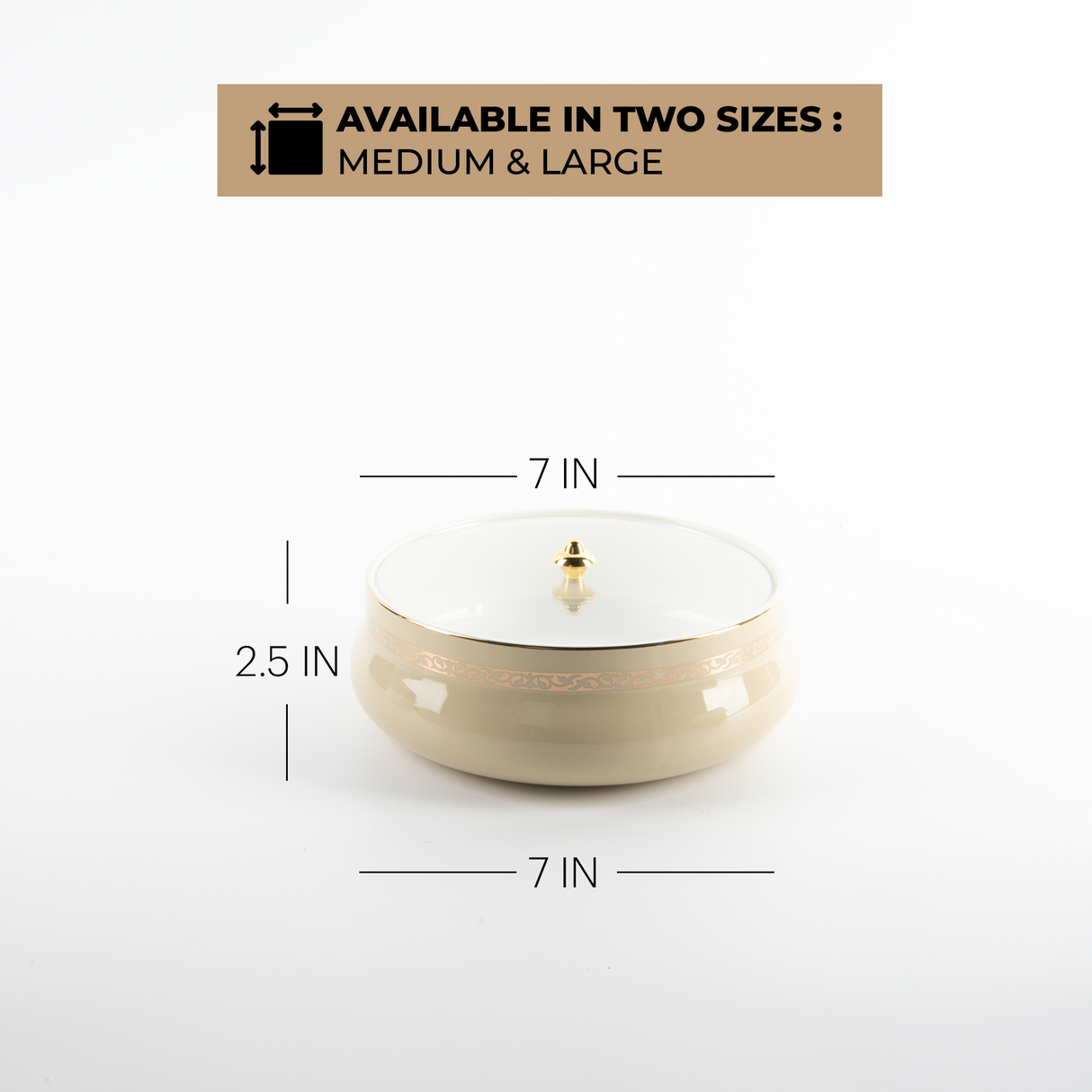 Naqsh - Medium Decorative Canister - Ivory& Gold