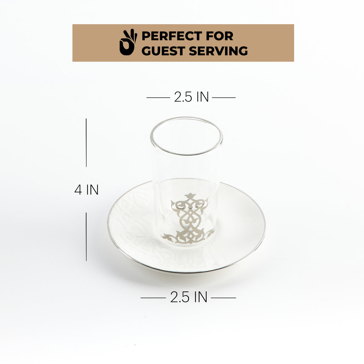 Naqsh - Tea Set (12-Pc) - White & Silver